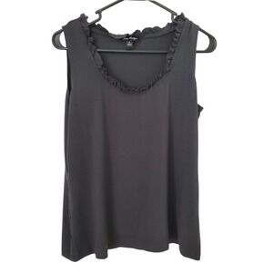 Maggy‎ Boutique Black Ruffle Neck Sleeveless Tank Top Women's Size Small